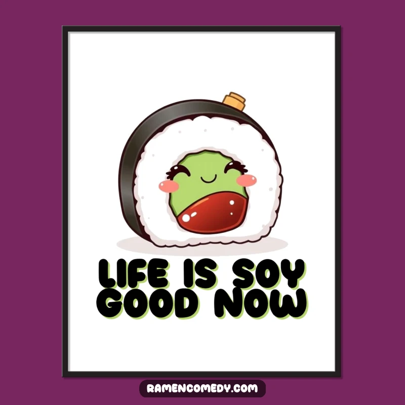 Funny Free Printable Wall Art: Winking Sushi, Quirky Downloadable Art