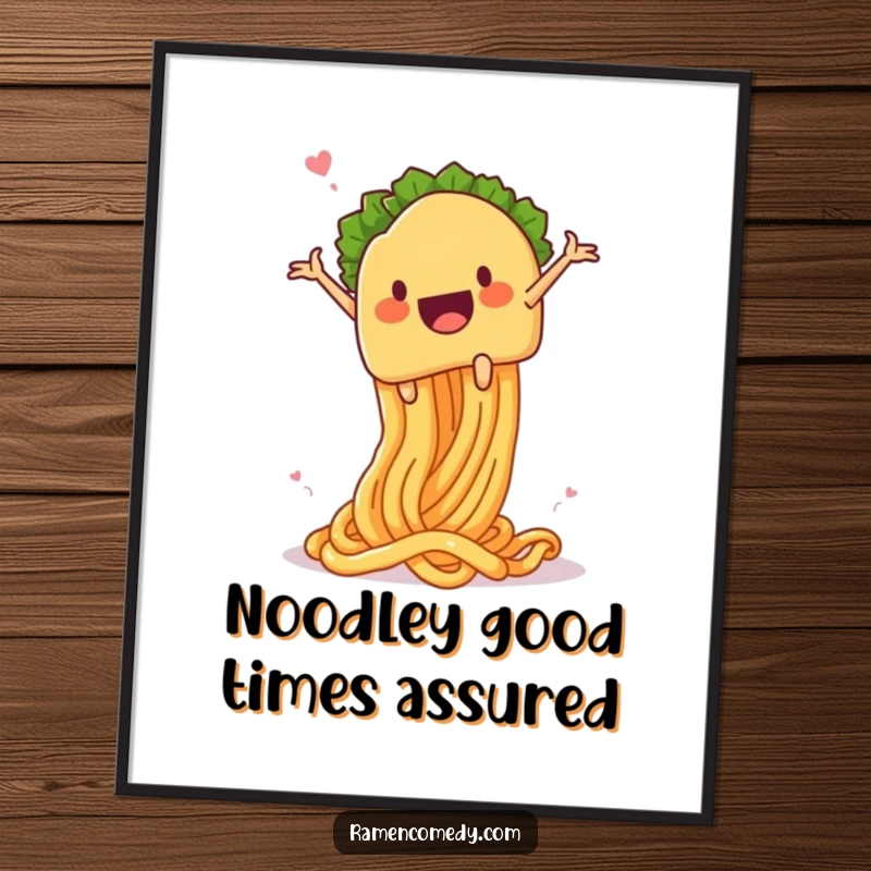 Funny Free Printable Wall Art: Taco character gleefully launching from a giant springy noodle, adding quirky humor to decor.