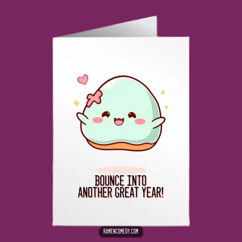 Funny Free Printable Birthday Card: Bouncing Mochi - Joyful Celebration Download