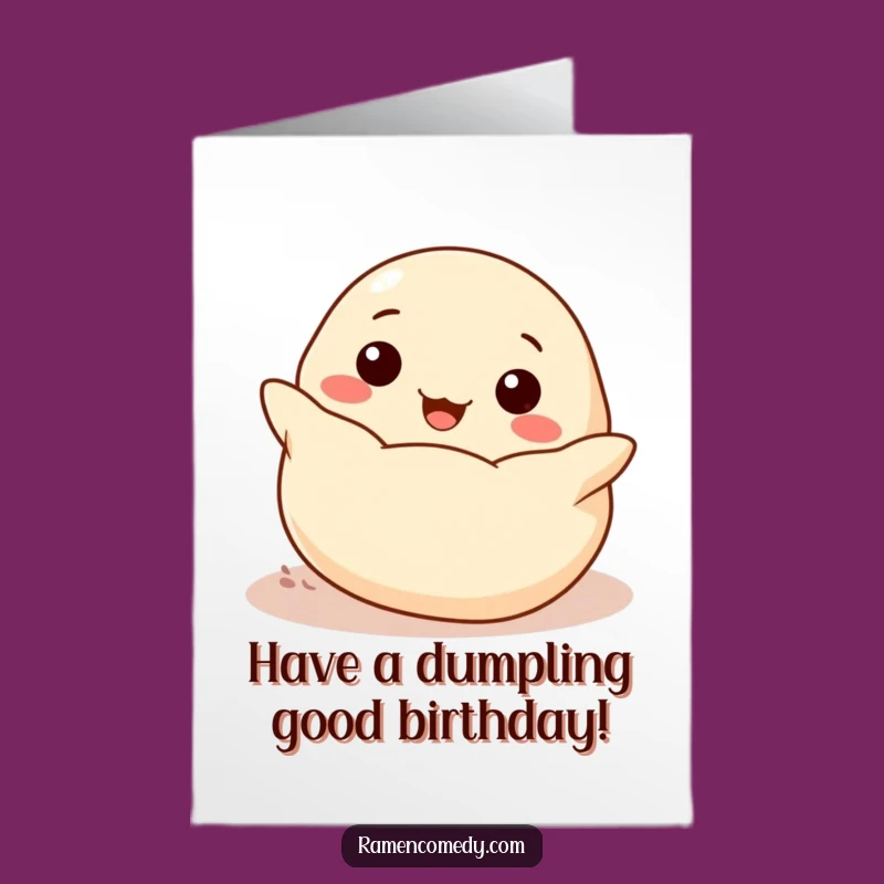 Free Printable Birthday Card: Cheerful Dumpling Rolling Fun Downloadable Gift
