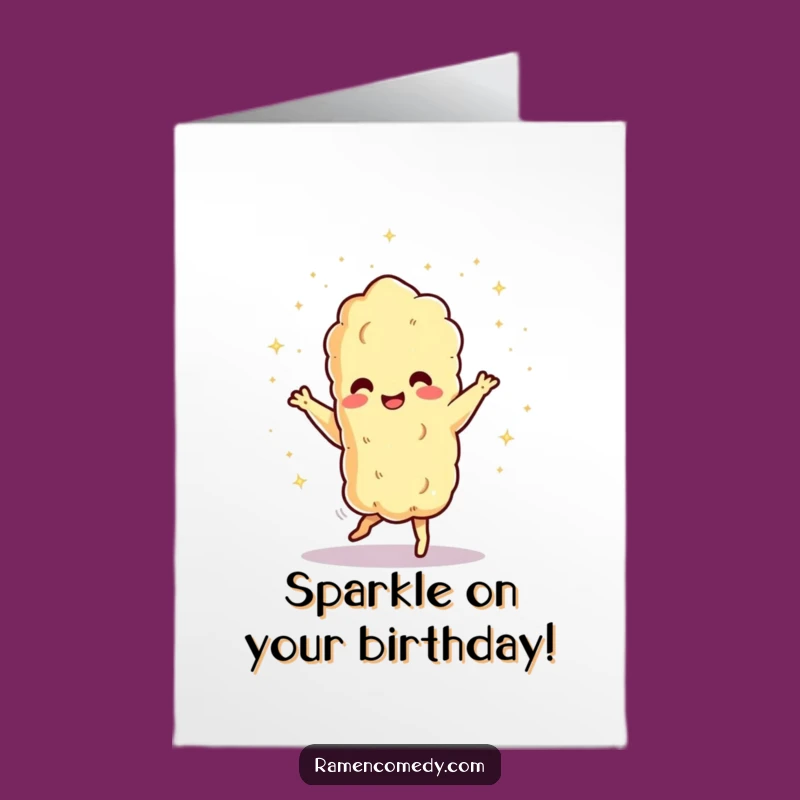 Free Printable Birthday Card: Dancing Tempura Sparks Funny Downloadable Gift