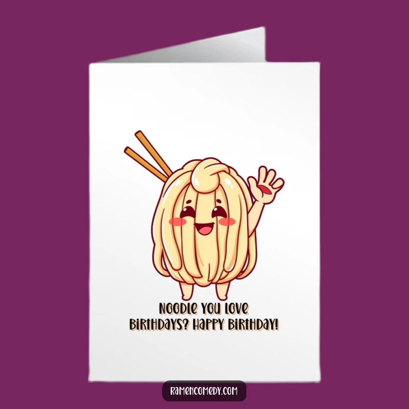 Free Printable Funny Udon Birthday Card: Waving Noodles - Downloadable Fun!