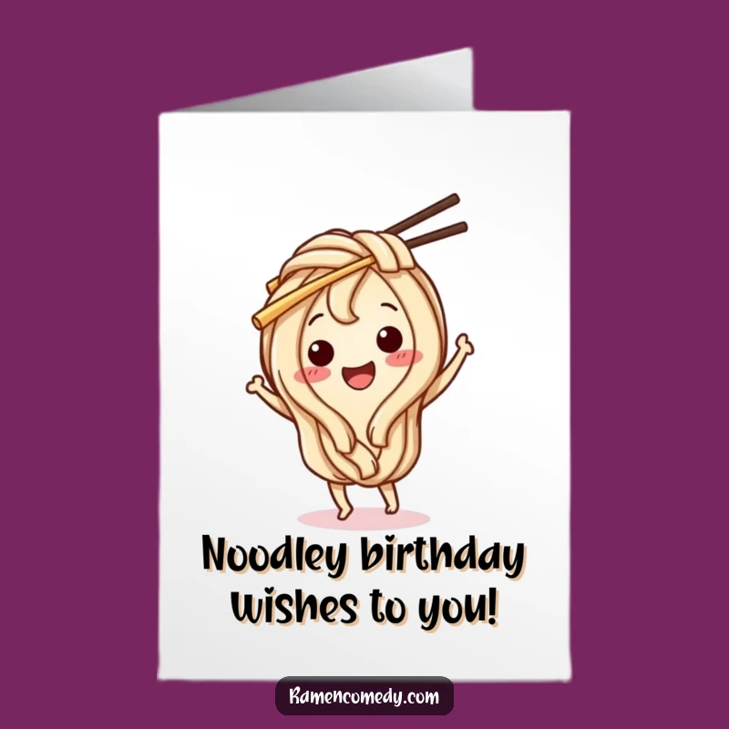Free Printable Udon Birthday Card: Joyful Noodle Dance Downloadable Funny Gift