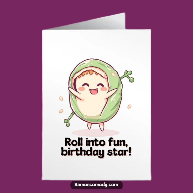 Funny Free Printable Birthday Card: Cartwheeling Seaweed - Energetic Download Gift