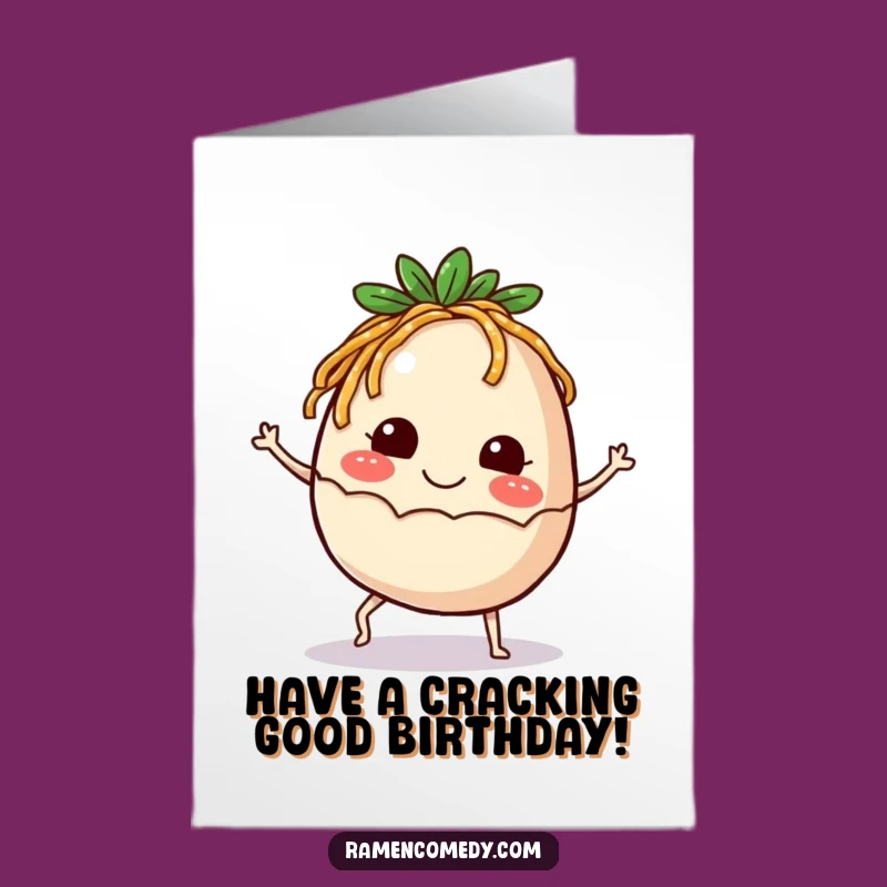 Free Printable Birthday Card: Kicking Ramen Egg Fun - Funny Downloadable Gift