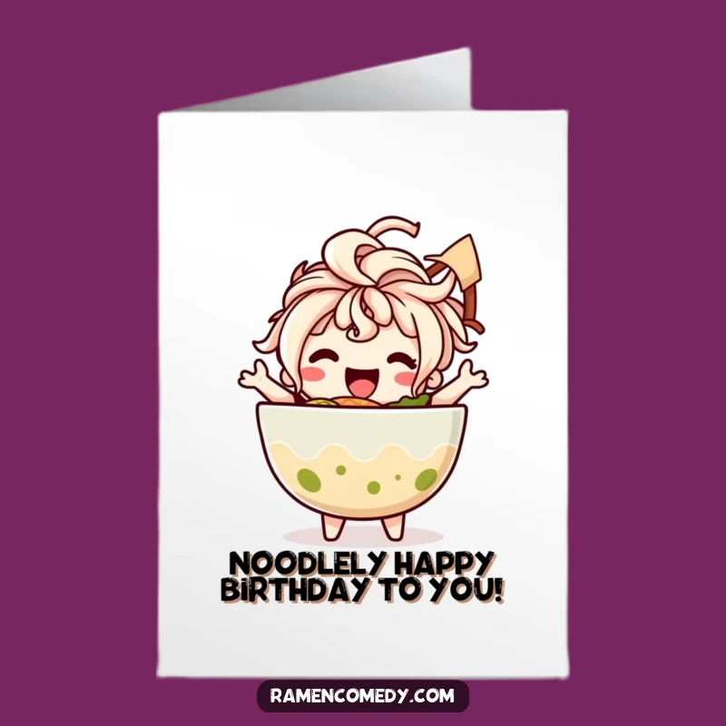 Free Printable Birthday Card: Dancing Ramen Bowl - Funny Downloadable Gift