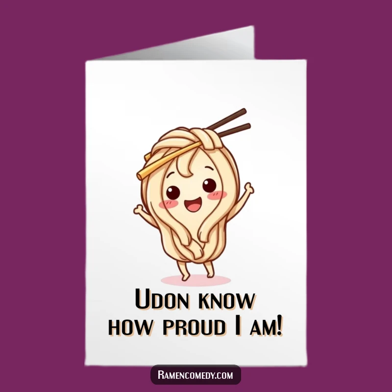 Free Printable Udon Congrats Card: Noodle Dance Celebration Downloadable for Success