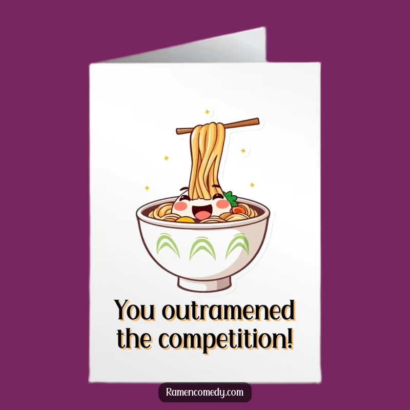 Free Printable Congrats Card: Jumping Ramen Celebration - Funny Downloadable Gift