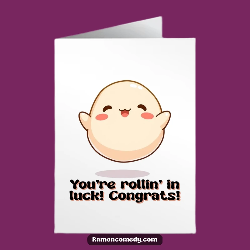 Free Printable Congrats Card: Bouncing Dumpling Delight Downloadable Gift