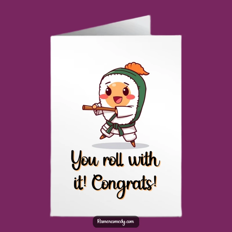 Free Printable Congrats Card: Sushi Karate Chop Winner Funny Downloadable Gift
