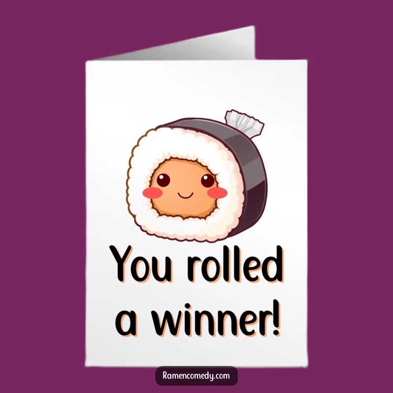 Free Printable Congrats Card: Shy Sushi Roll Downloadable for Any Occasion