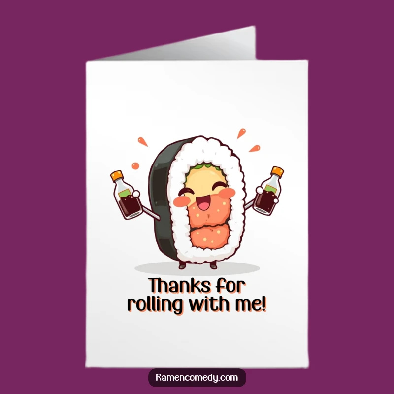Free Printable Sushi Thank You Card: Witty Roll Downloadable for Gratitude