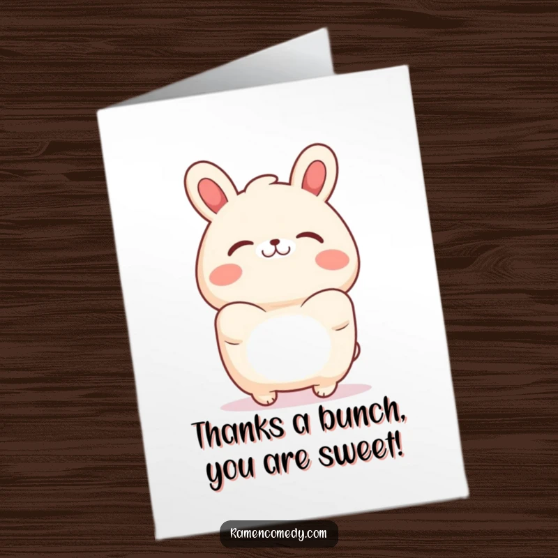 Funny Free Printable Thank You Card: A happy bao bun character extending arms for a warm hug.