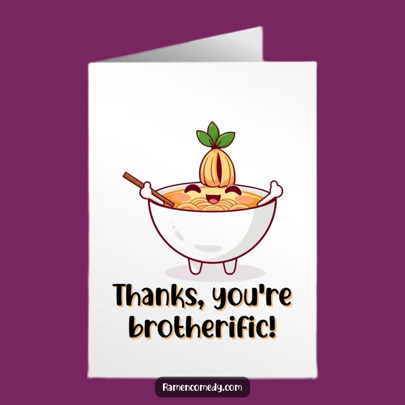 Free Printable Thank You Card: Waving Ramen Bowl, Express Gratitude