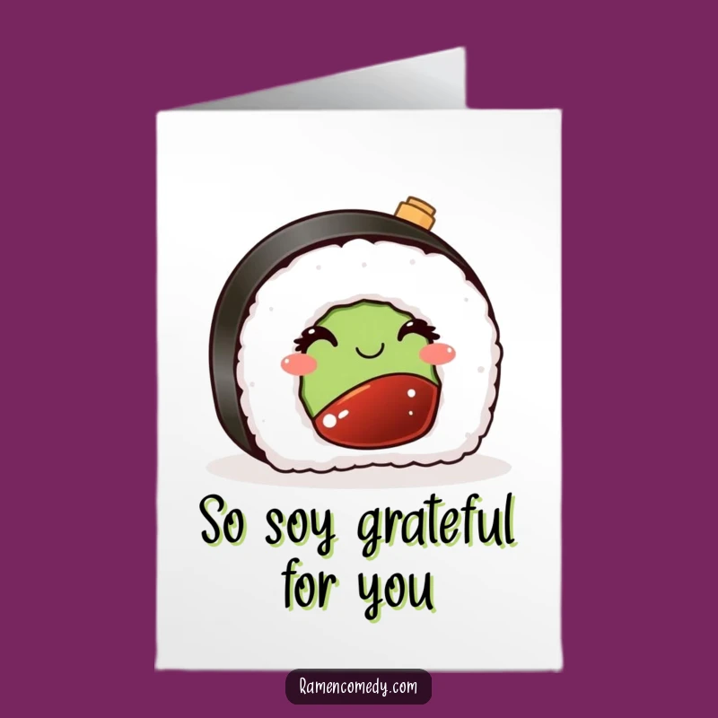 Free Printable Thank You Card: Winking Sushi, Playful Downloadable Gift