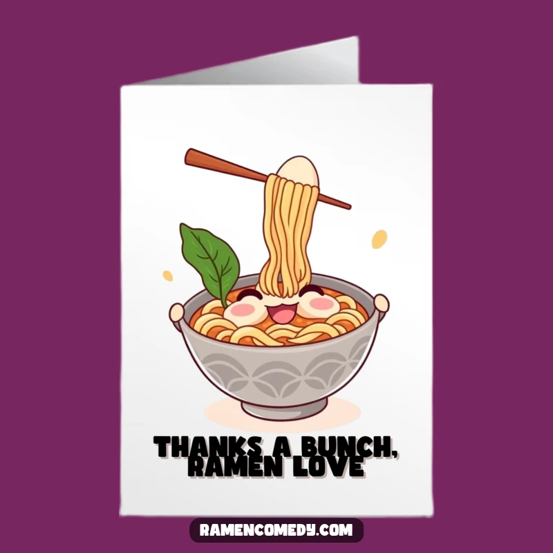 Free Printable Thank You Ramen Card: Juggling Noodles Downloadable Gift