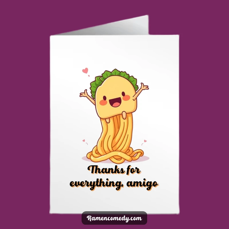 Free Printable Thanks Taco Noodle Card: Funny Launch Gift of Gratitude