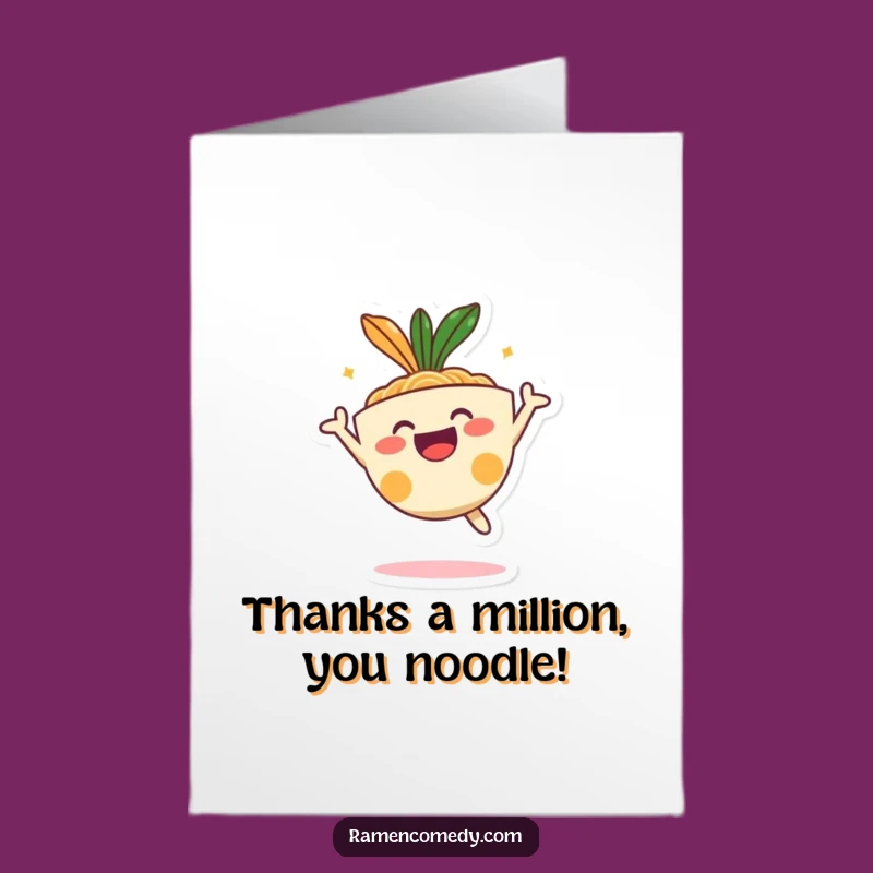 Free Printable Thank You Card: Happy Ramen Jumping Gratitude Downloadable Gift