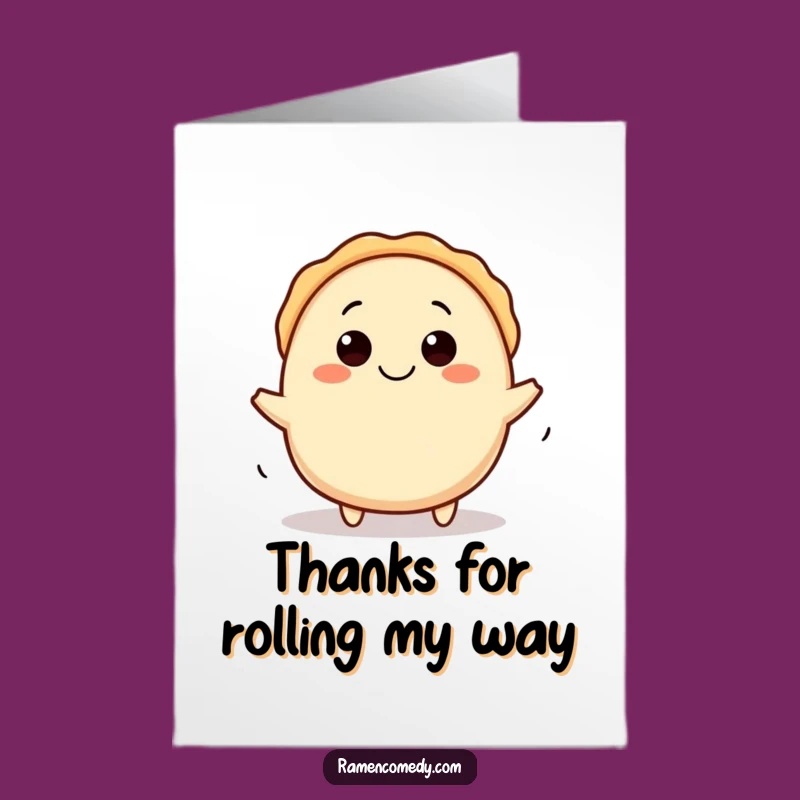 Free Printable Funny Gyoza Thank You Card - Rolling Dumpling Downloadable Gift