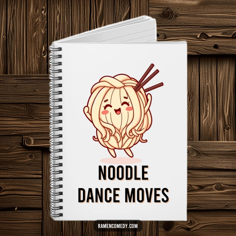 Funny Notebook: A lined journal with a happy udon noodle character dancing with chopsticks.