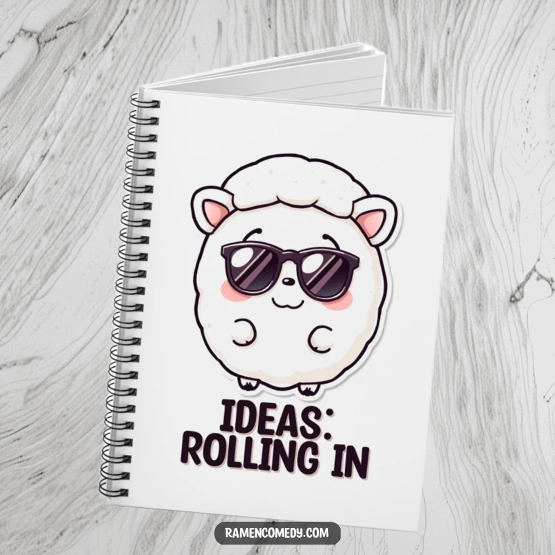 Funny Nori Sheet Notebook featuring a smiling seaweed sheet wearing cool tiny sunglasses, ready for notes.