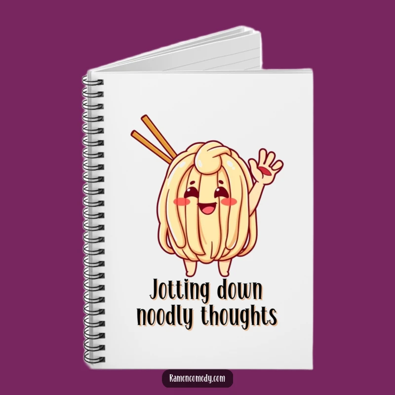 Funny Waving Udon Notebook - Cheerful Noodle Ideas Keeper
