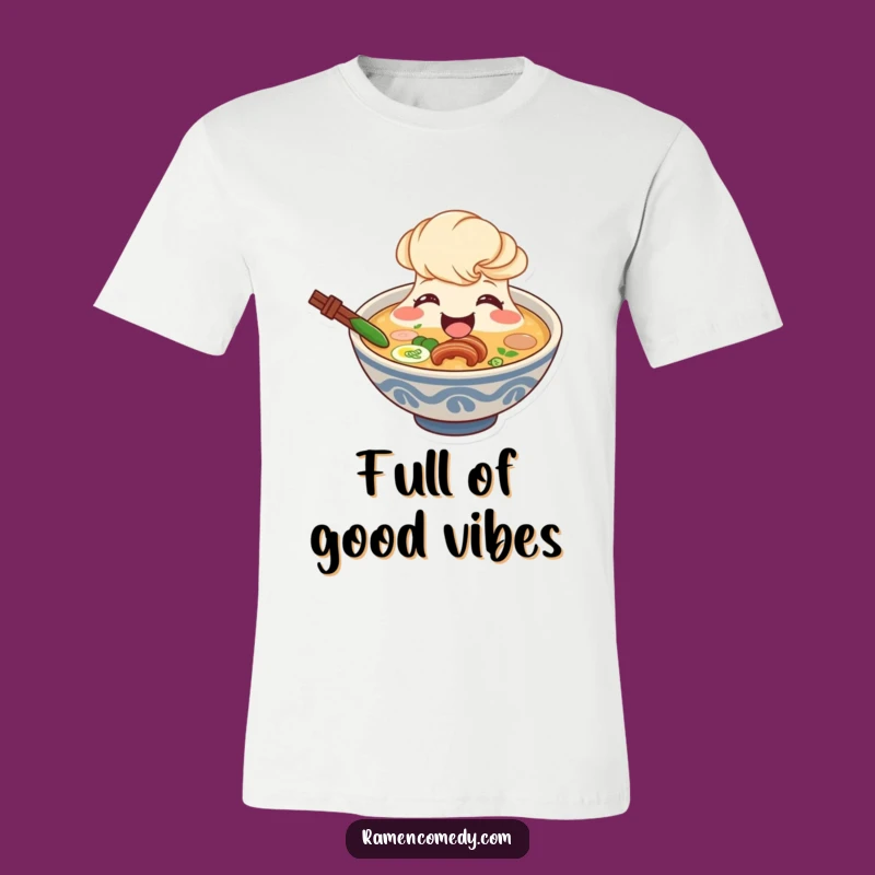 Funny Ramen Broth T-Shirt: Smiling Soup Character Tee