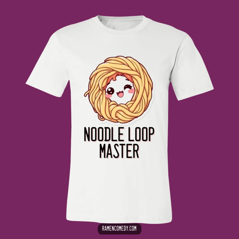 Funny Ramen Loop T-Shirt - Whimsical Noodle Character Apparel - Comedic Foodie Gift