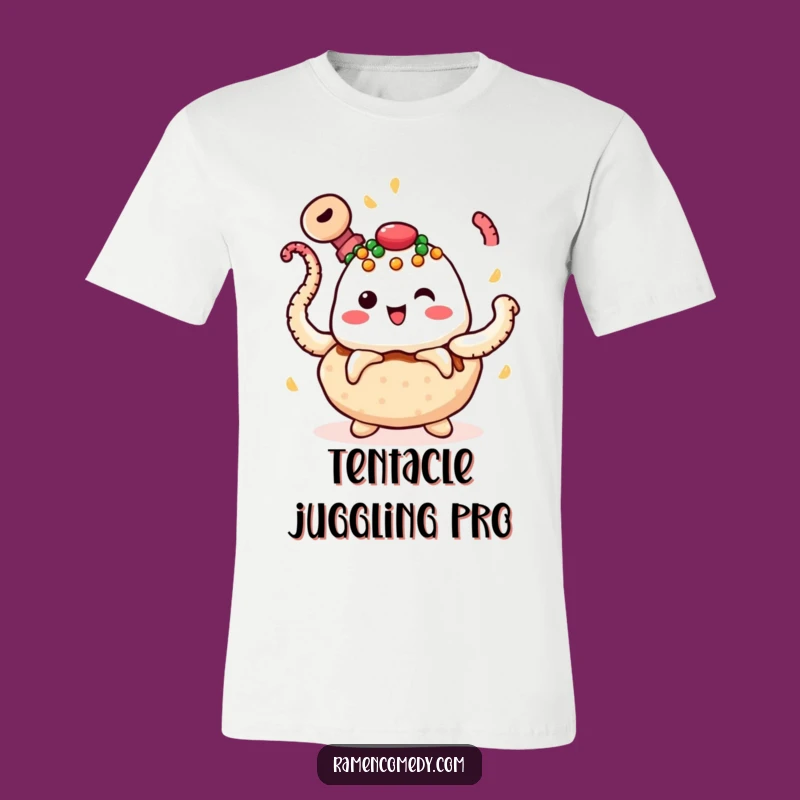 Funny Takoyaki Juggling T-Shirt - Playful Octopus Action Tee Gift