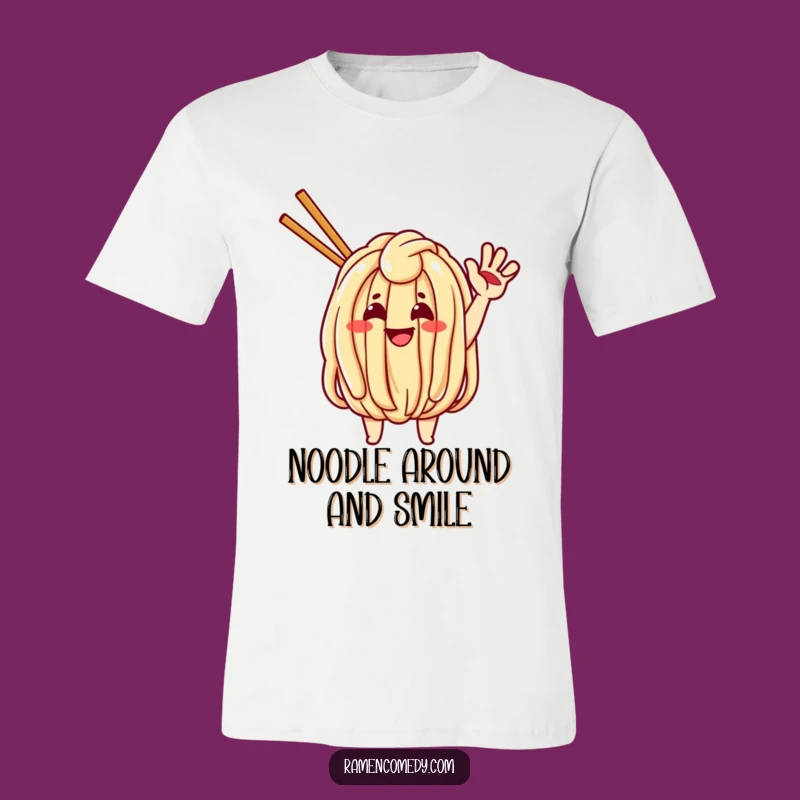 Funny Waving Udon T-Shirt - Cheerful Noodle Lover Tee