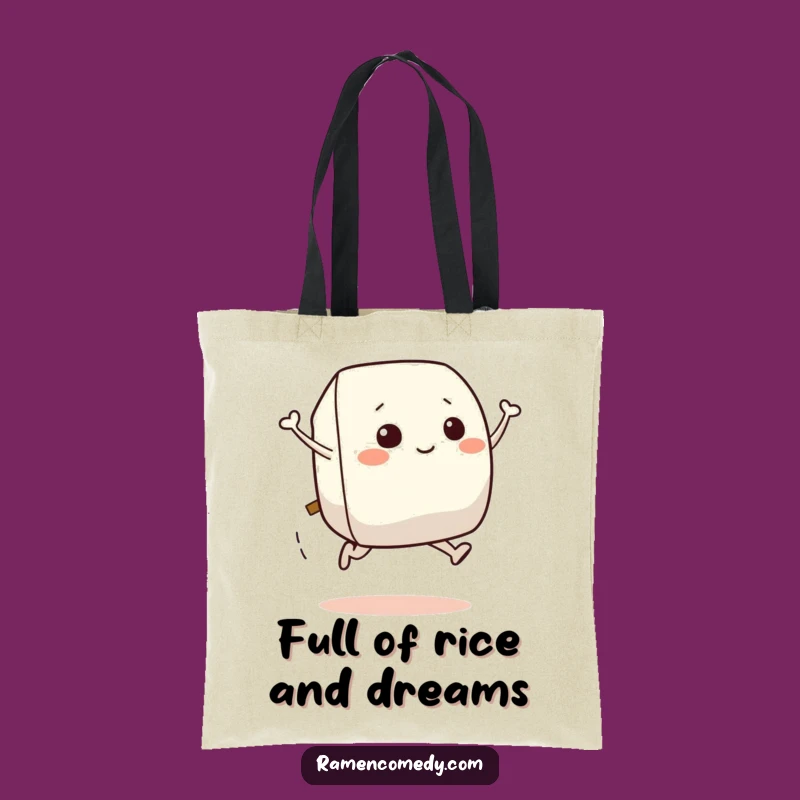 Funny Jumping Onigiri Tote Bag - Energetic Foodie Carry-All