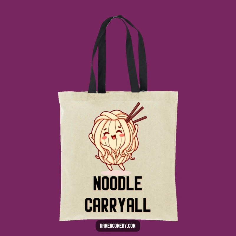 Funny Happy Udon Noodle Tote Bag: Spacious Dancing Character Funny Gift